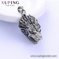 33424 xuping negro pistola color acero inoxidable joyas Punk estilo lobo cabeza colgante